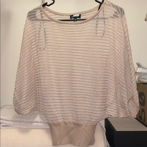 Cream see-through mid sleeve blouse